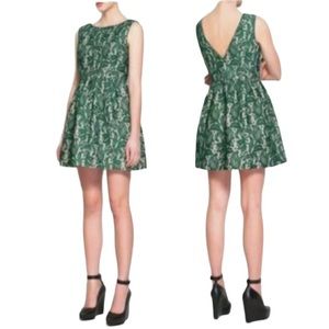 Zara Green Lace Overlay V-Back Tulip Mini Dress Size S